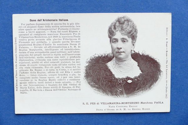 Cartolina Personaggi Famosi - Marchesa Paola Pes di Villamarina-Montereno | Immagine principale