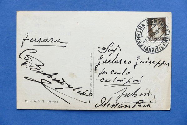 Cartolina Ferrara - La Cattedrale - Facciata - 1935.