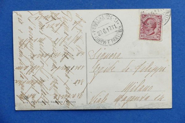 Cartolina Ferrara - Panorama - 1917.