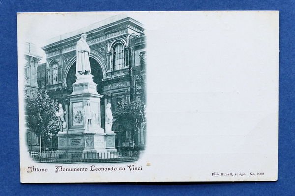 Cartolina Milano - Monumento Leonardo da Vinci - 1900 ca.