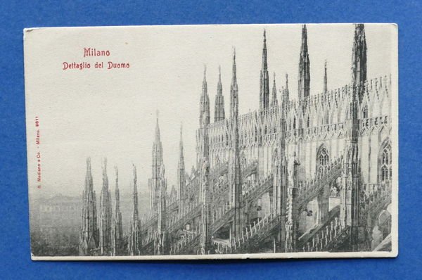 Cartolina Milano - Dettaglio del Duomo 1905.