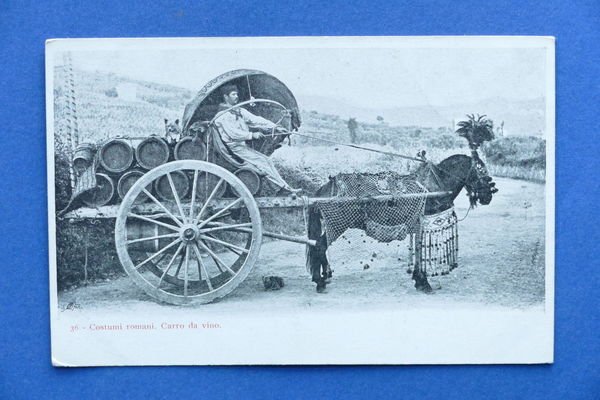 Cartolina Costumi romani - Carro da vino - 1910 ca.
