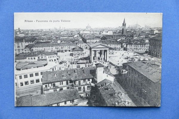 Cartolina Milano - Panorama da Porta Ticinese - 1915 ca..