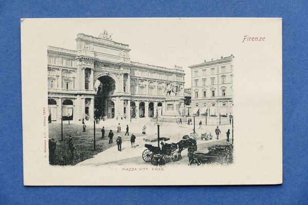 Cartolina Firenze - Piazza Vittorio Emanuele - 1900 ca.