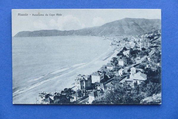 Cartolina Alassio - Panorama da Capo Mele - 1920 ca.