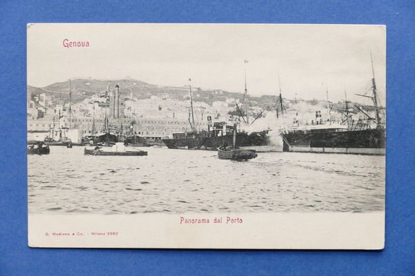 Cartolina Genova - Panorama dal Porto - 1900 ca.