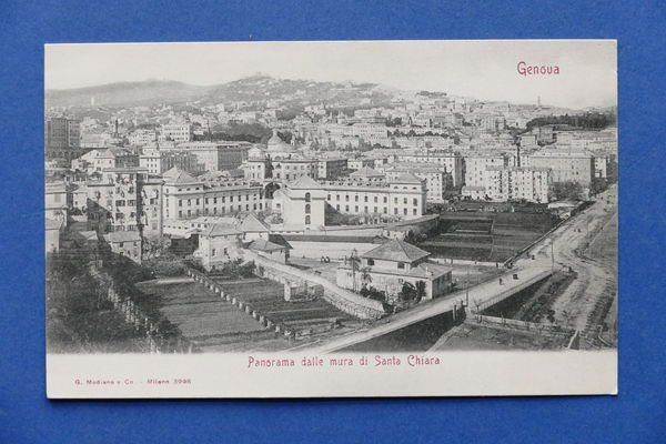 Cartolina Genova - Panorama dalle mura di S. Chiara - …