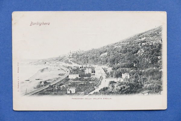 Cartolina Bordighera - Panorama della Vallata Ersilia - 1900 ca.
