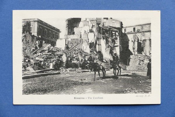 Cartolina Messina dopo terremoto 1908 - Via Cardines.