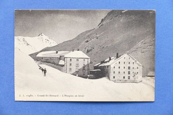 Cartolina Gran Sanbernardo - L'Ospizio in inverno - 1920 ca.