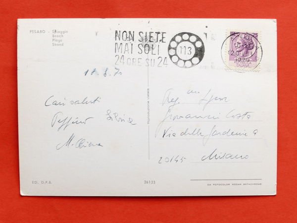 Cartolina Pesaro - Spiaggia - 1970