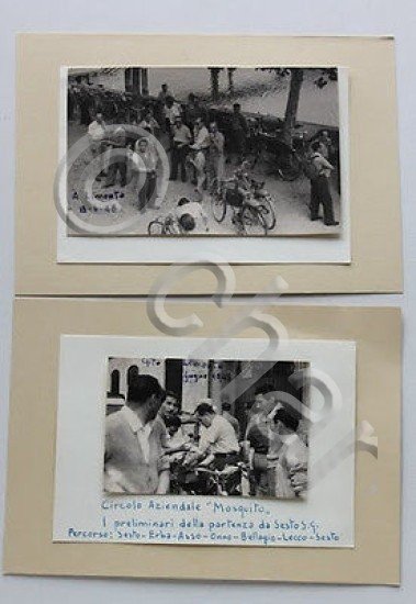 5 foto epoca Circolo Mosquito gita Moto Garelli Sesto Lecco Limonta giugno 1948