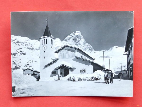 Cartolina Cervinia - Breuil - Chiesetta e Monte Cervino - …