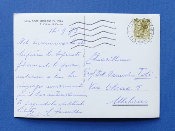 Cartolina S. Vittore di Verona - Villa Dott. Giorgio Zanella …