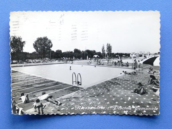 Cartolina Alessandria - Piscina comunale - 1956