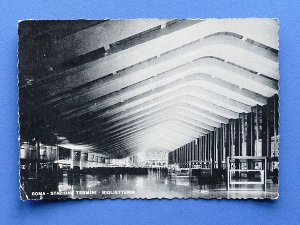 Cartolina Roma - Stazione Termini - Biglietteria - 1955