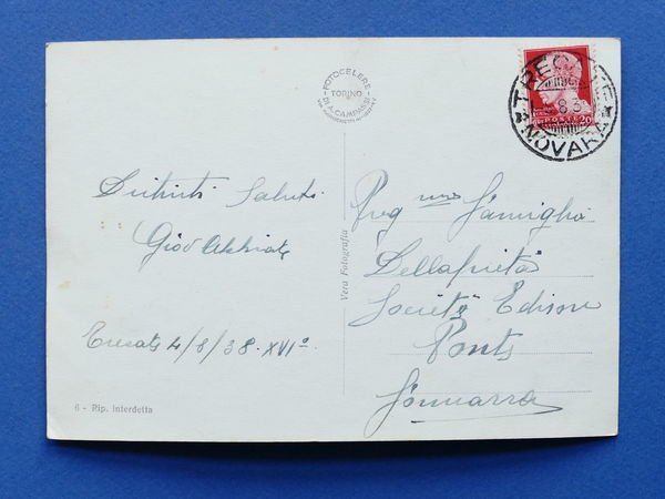 Cartolina Trecate - Municipio e Monumento ai Caduti - 1938