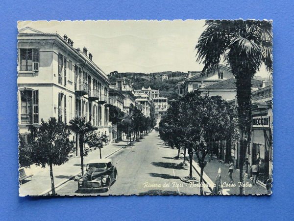 Cartolina Bordighera - Corso Italia - 1956