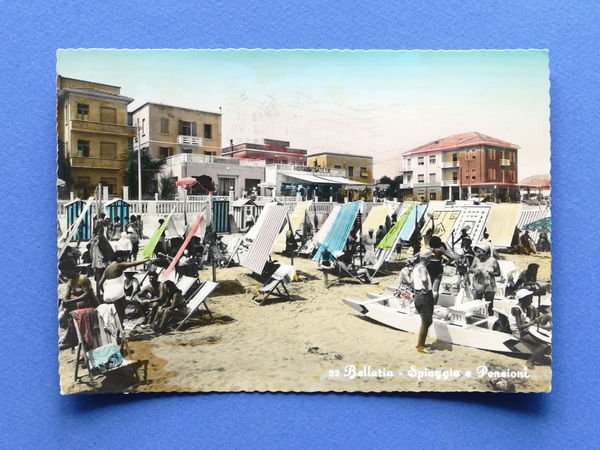 Cartolina Bellaria - Spiaggia e Pensioni - 1955