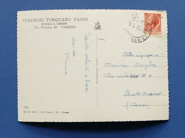 Cartolina Varese - Collegio Torquato Tasso - Scuola A. Ceriani …