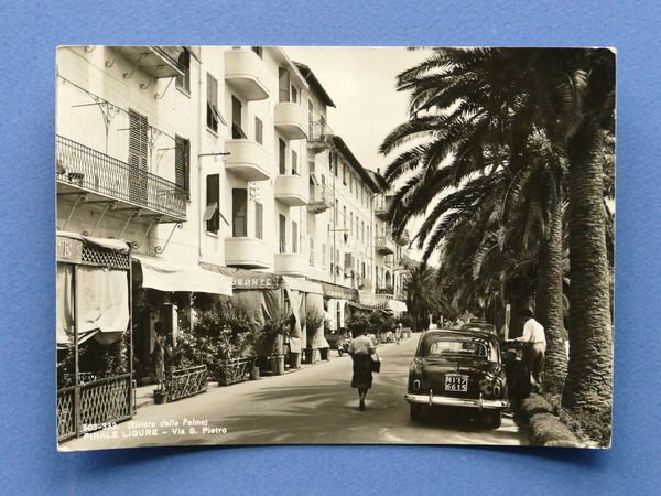 Cartolina Finale Ligure - Via S. Pietro - 1952 ca.