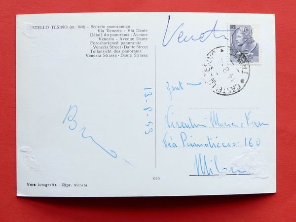 Cartolina Castello Tesino - Scorcio panoramico - Via Venezia - …