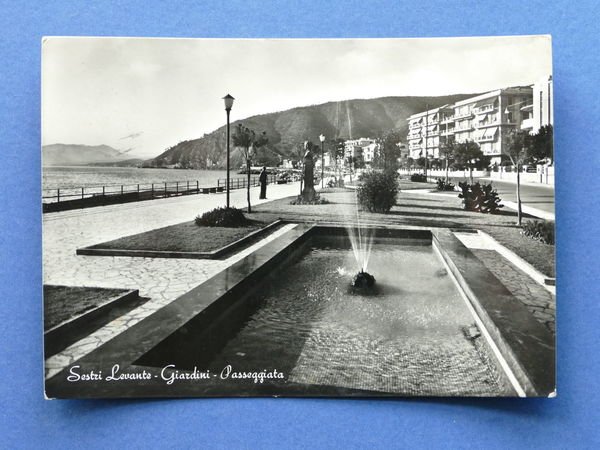 Cartolina Sestri Levante - Giardini - Passeggiata - 1955