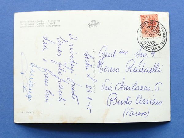 Cartolina Sestri Levante - Giardini - Passeggiata - 1955