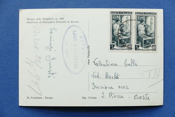 Cartolina Rifugio delle Malghette - Dolomiti di Brenta - 1951