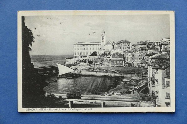 Cartolina Genova Nervi - Il porticciolo col Collegio Emiliani - …
