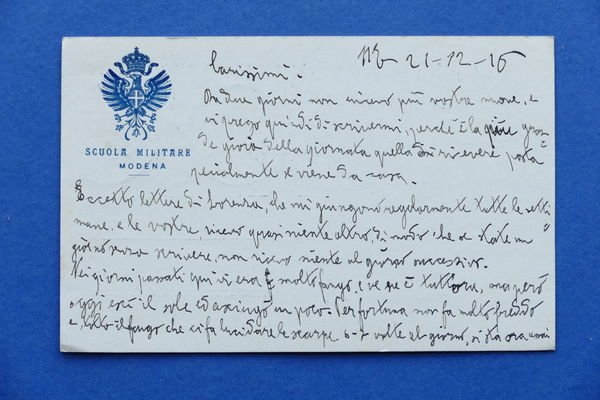 Cartolina Militaria - Scuola Militare Modena - 1915.