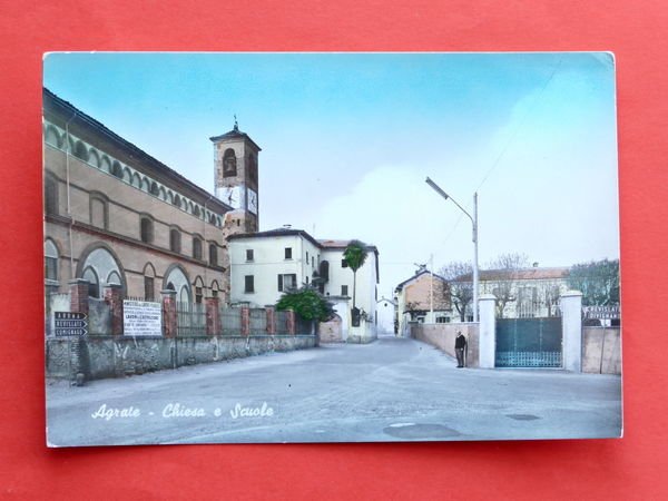 Cartolina Agrate - Chiesa e Scuole - 1960 ca.