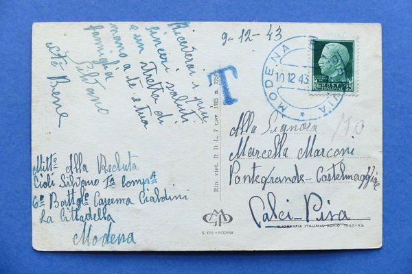 Cartolina Modena - Largo Garibaldi - 1943.