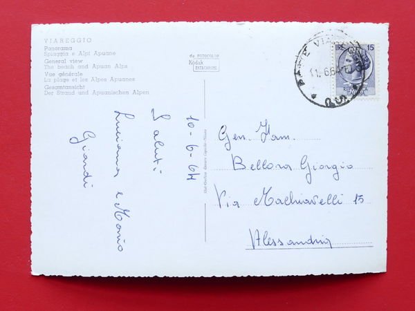 Cartolina Viareggio - Panorama - Spiaggia e Alpi Apuane - …