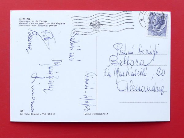 Cartolina Rimini - Panorama dall'aereo - 1963