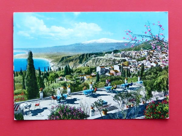 Cartolina Taormina - Panorama dalla terrazza dell'Hotel Timeo - 1967