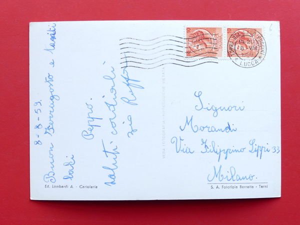 Cartolina Torre del Lago Puccini - Spiaggia - 1959