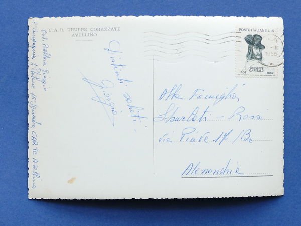 Cartolina Militaria - Avellino - C.A.R. Truppe Corazzate - 1958