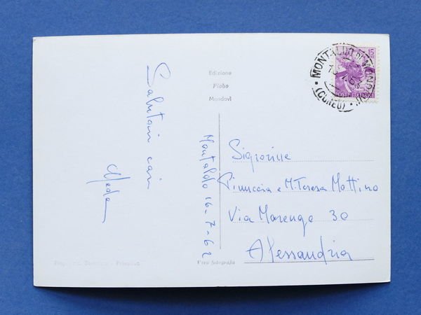 Cartolina Montaldo Mondovì - Panorama e frazione Calupo - 1962