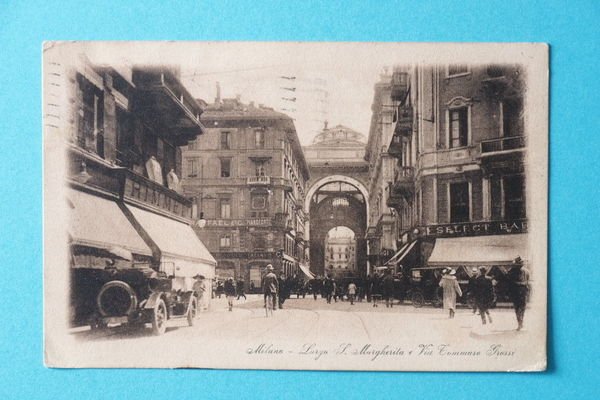 Cartolina Milano - Largo S. Margherita e Via Tommaso Grossi …