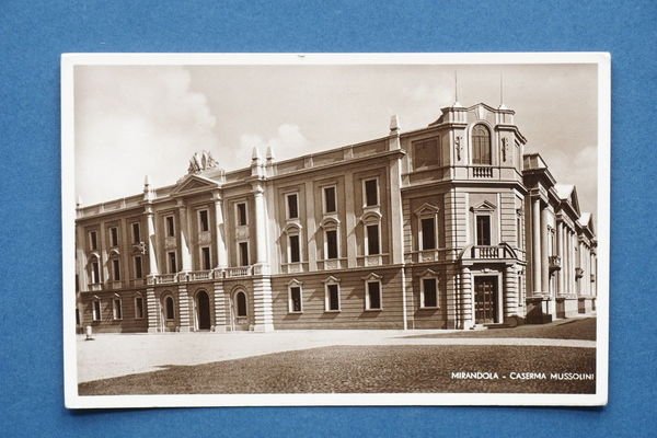 Cartolina Mirandola - Caserma Mussolini - 1934 ca. | Immagine principale