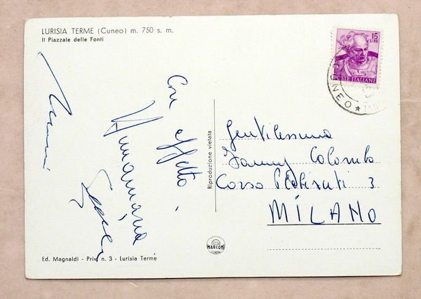 Cartolina Lurisia Terme - Il Piazzale delle Fonti - 1963