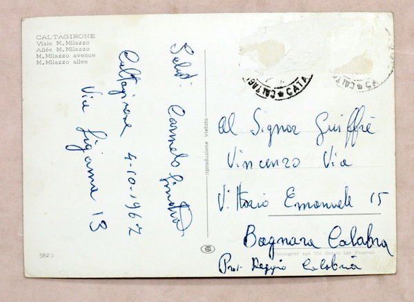 Cartolina Caltagirone - Viale M. Milazzo - 1967