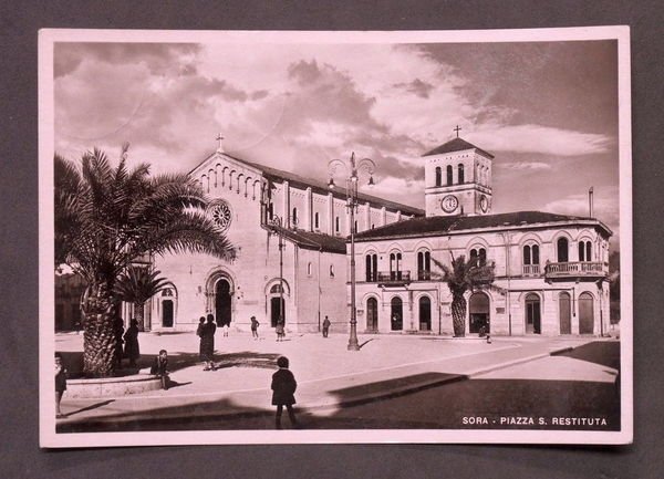 Cartolina Sora - Piazza S. Restituta - 1952