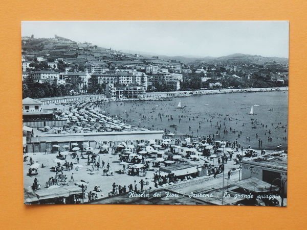 Cartolina Sanremo - La Grande Spiaggia - 1957.
