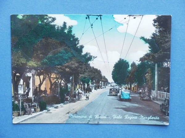 Cartolina Miramare di Rimini - Viale Regina Margherita - 1962