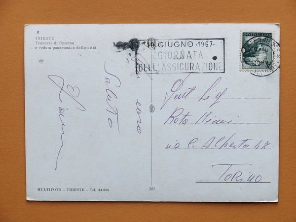 Cartolina Trieste - Trenovia di Opicina e veduta panoramica della …
