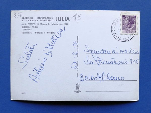 Cartolina Ceppo di Rocca S. Maria - Albergo Ristorante Julia …