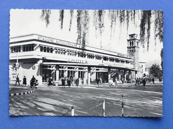 Cartolina Trento - Nuova Stazione Autocorriere - Distributore benzina Aquila