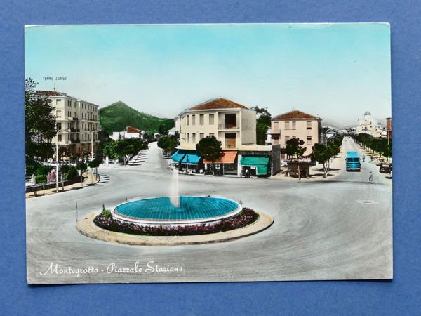 Cartolina Montegrotto - Piazzale Stazione - 1960 | Immagine principale